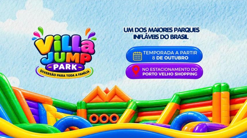 Villa Jump Park traz parque de infláveis ao estacionamento do Porto Velho Shopping